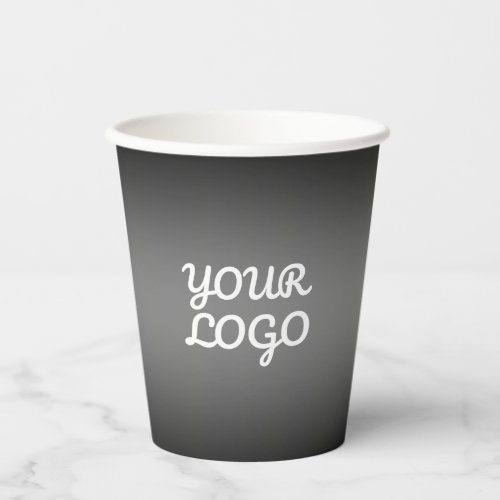 Your Logo  Modern Dark Grey Editable Color Ombre Paper Cups