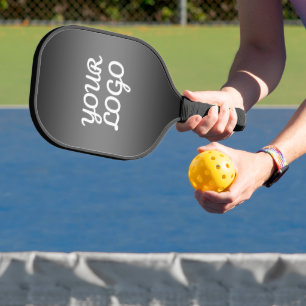 Your Logo & Modern Dark Grey Editable Color Ombre Pickleball Paddle