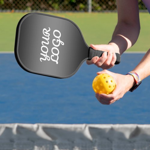 Your Logo  Modern Dark Grey Editable Color Ombre Pickleball Paddle