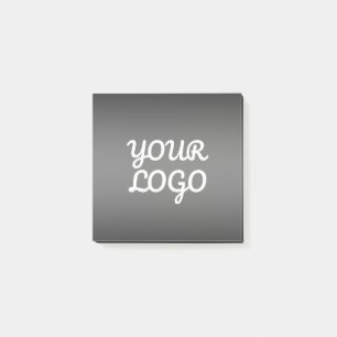 Your Logo & Modern Dark Grey Editable Color Ombre Post-it Notes