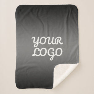 Your Logo & Modern Dark Grey Editable Color Ombre Sherpa Blanket