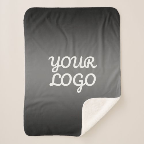 Your Logo  Modern Dark Grey Editable Color Ombre Sherpa Blanket