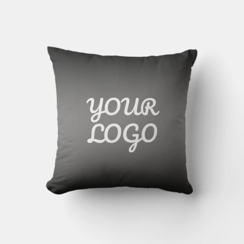 Your Logo  Modern Dark Grey Editable Color Ombre Throw Pillow