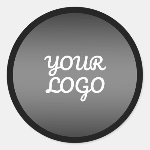Your Logo  Modern Dark Grey Ombre Black Border Classic Round Sticker