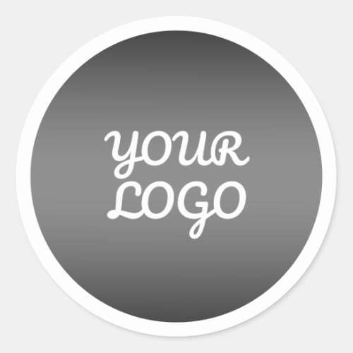 Your Logo  Modern Dark Grey Ombre White Border Classic Round Sticker