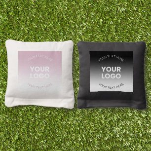 Your Logo Modern Dusty Pink & Black Ombre Cornhole Bags