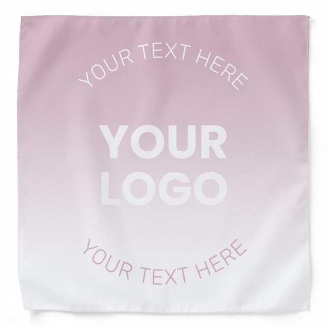 Your Logo | Modern Dusty Pink & White Ombre Bandana (Front)
