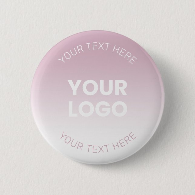 Your Logo | Modern Dusty Pink & White Ombre Button (Front)