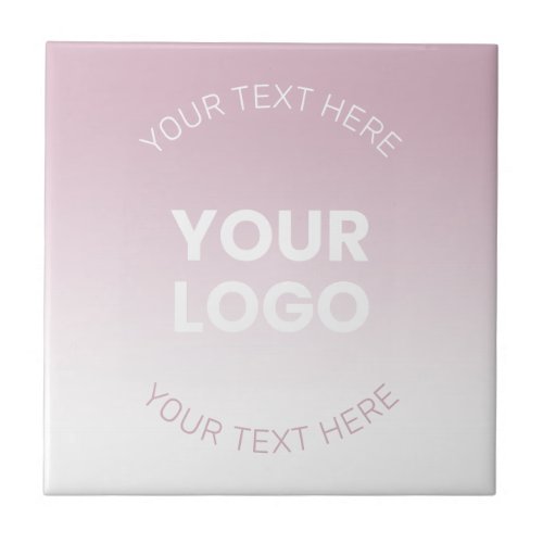 Your Logo  Modern Dusty Pink  White Ombre Ceramic Tile