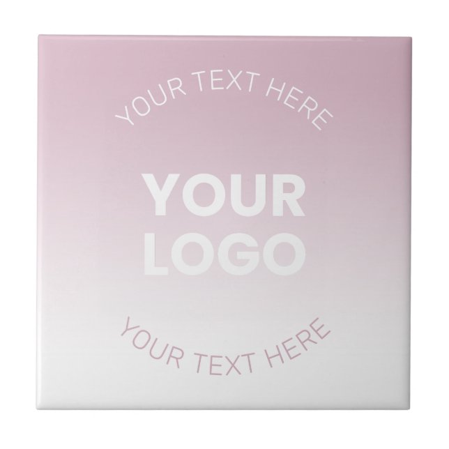 Your Logo | Modern Dusty Pink & White Ombre Ceramic Tile (Front)