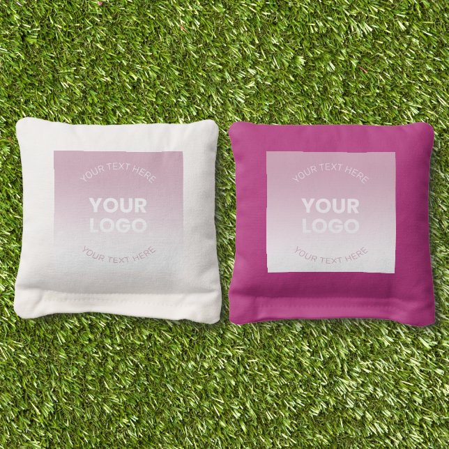 Your Logo | Modern Dusty Pink & White Ombre Cornhole Bags (Grass)
