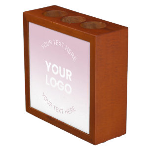 Your Logo   Modern Dusty Pink & White Ombre Desk Organizer