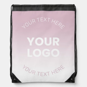 Your Logo   Modern Dusty Pink & White Ombre Drawstring Bag