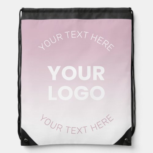 Your Logo  Modern Dusty Pink  White Ombre Drawstring Bag