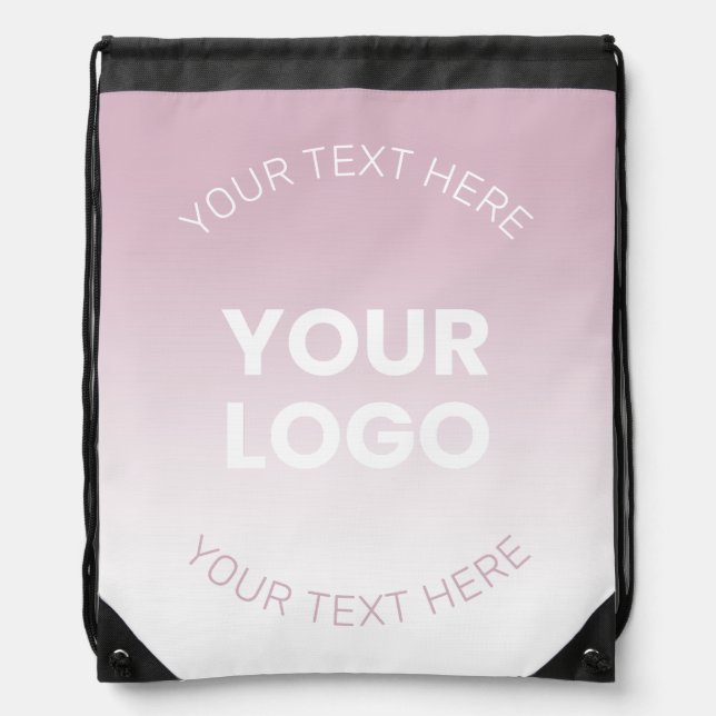 Your Logo | Modern Dusty Pink & White Ombre Drawstring Bag (Front)