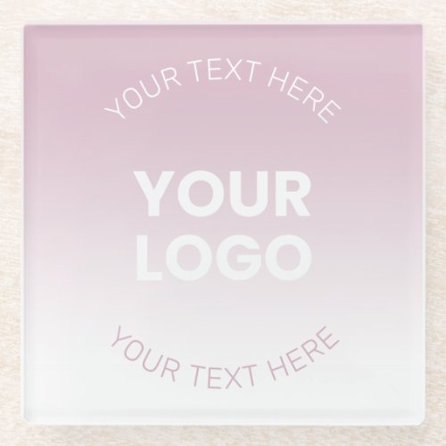 Your Logo  Modern Dusty Pink  White Ombre Glass Coaster