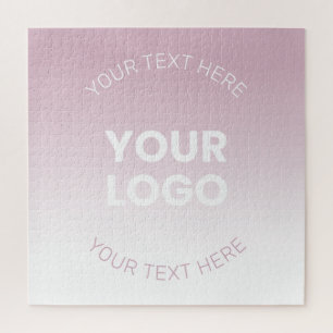 Your Logo Modern Dusty Pink & White Ombre Jigsaw Puzzle