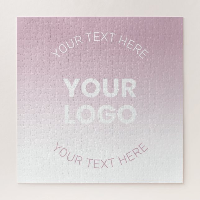 Your Logo | Modern Dusty Pink & White Ombre Jigsaw Puzzle (Vertical)