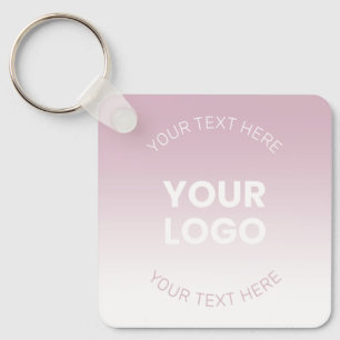 Your Logo   Modern Dusty Pink & White Ombre Keychain