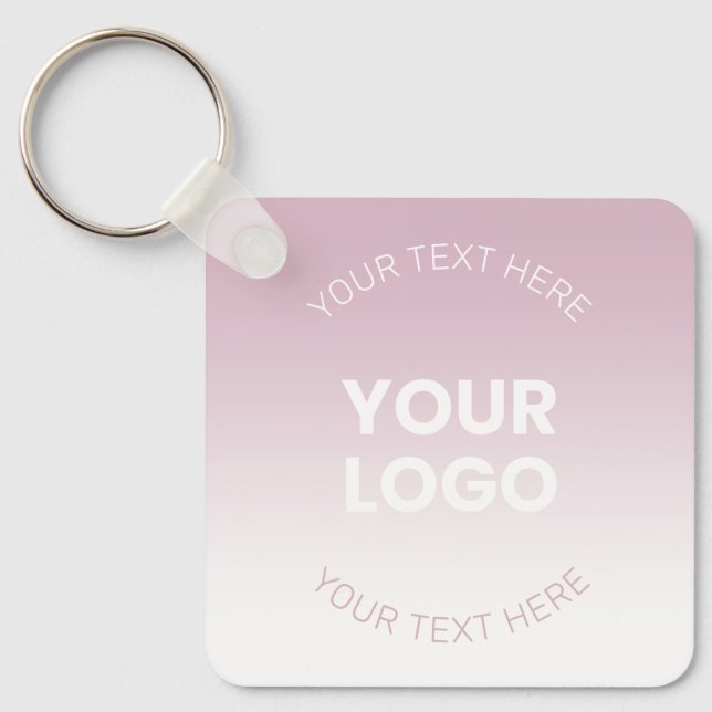 Your Logo | Modern Dusty Pink & White Ombre Keychain (Front)