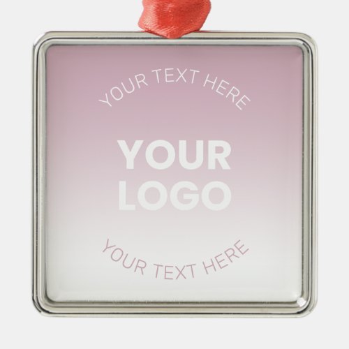 Your Logo  Modern Dusty Pink  White Ombre Metal Ornament