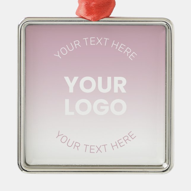 Your Logo | Modern Dusty Pink & White Ombre Metal Ornament (Front)