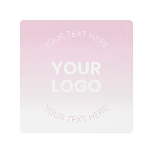 Your Logo  Modern Dusty Pink  White Ombre Metal Print