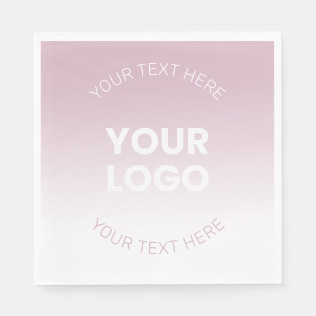 Your Logo | Modern Dusty Pink & White Ombre Napkins (Front)