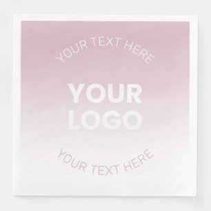 Your Logo   Modern Dusty Pink & White Ombre Paper Dinner Napkins