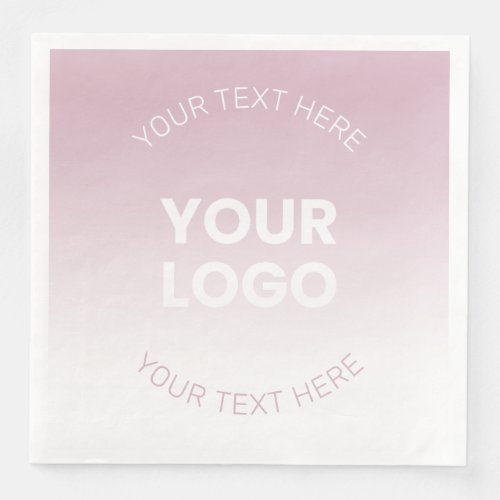 Your Logo  Modern Dusty Pink  White Ombre Paper Dinner Napkins