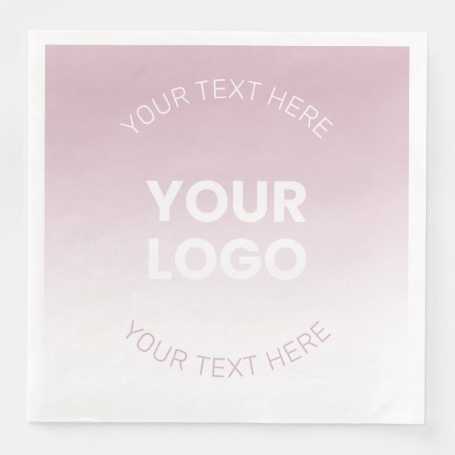 Your Logo | Modern Dusty Pink & White Ombre Paper Dinner Napkins (Front)
