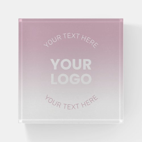 Your Logo  Modern Dusty Pink  White Ombre Paperweight