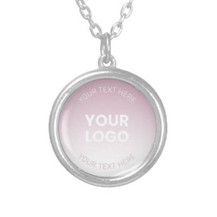 Your Logo Modern Dusty Pink & White Ombre Silver Plated Necklace