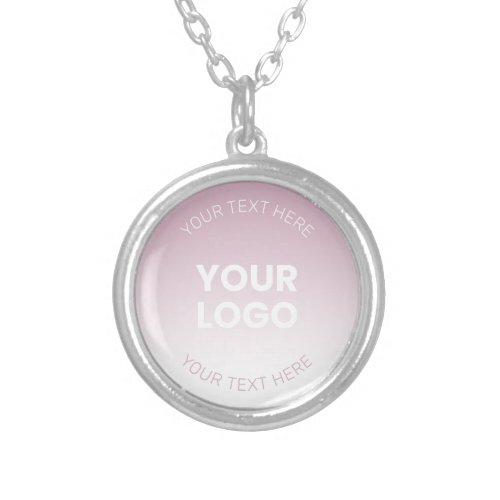 Your Logo  Modern Dusty Pink  White Ombre Silver Plated Necklace