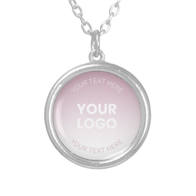 Your Logo | Modern Dusty Pink & White Ombre Silver Plated Necklace (Front)