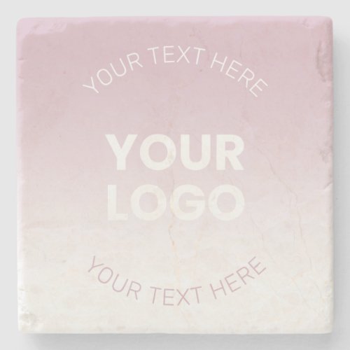 Your Logo  Modern Dusty Pink  White Ombre Stone Coaster