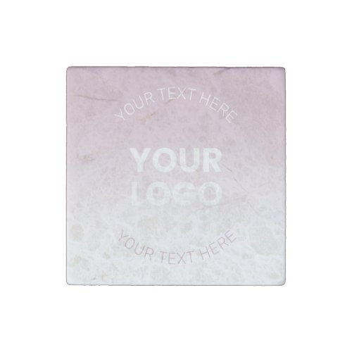 Your Logo  Modern Dusty Pink  White Ombre Stone Magnet