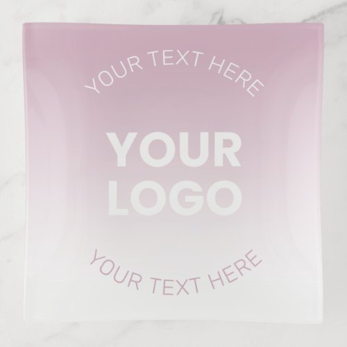 Your Logo  Modern Dusty Pink  White Ombre Trinket Tray