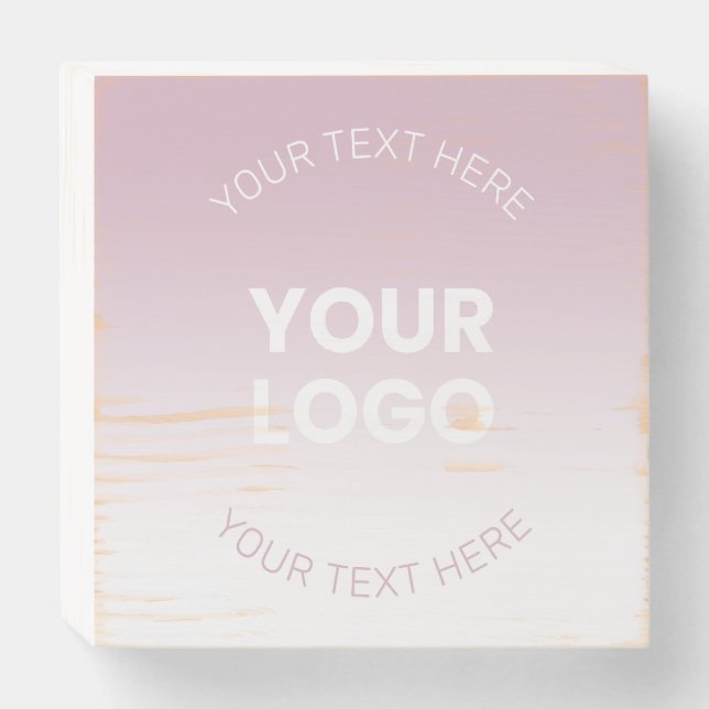 Your Logo | Modern Dusty Pink & White Ombre Wooden Box Sign (Front Horizontal)