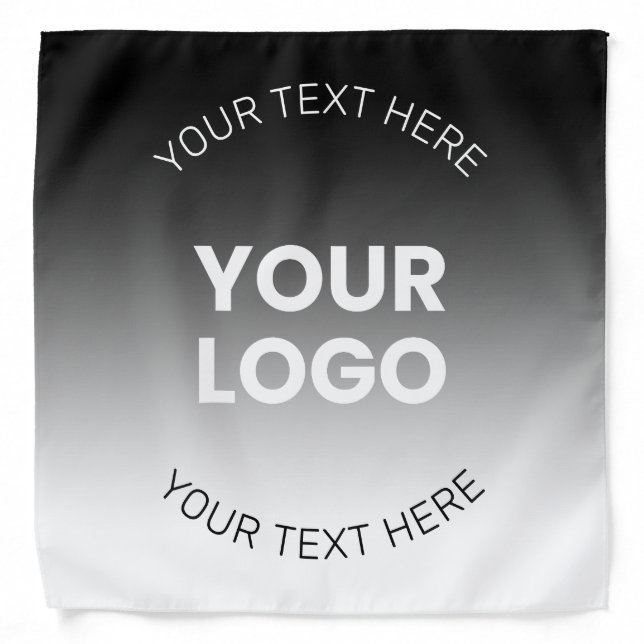 Your Logo | Modern Editable Black & White Gradient Bandana (Front)