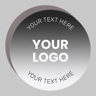 Your Logo Modern Editable Black & White Gradient Car Magnet