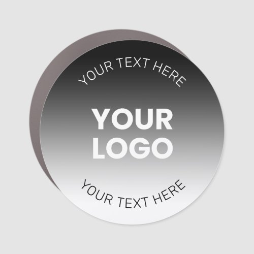 Your Logo  Modern Editable Black  White Gradient Car Magnet