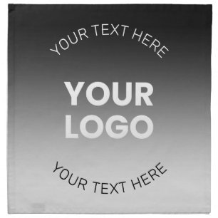 Your Logo Modern Editable Black & White Gradient Cloth Napkin
