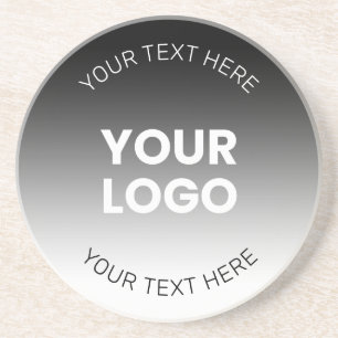 Your Logo Modern Editable Black & White Gradient Coaster
