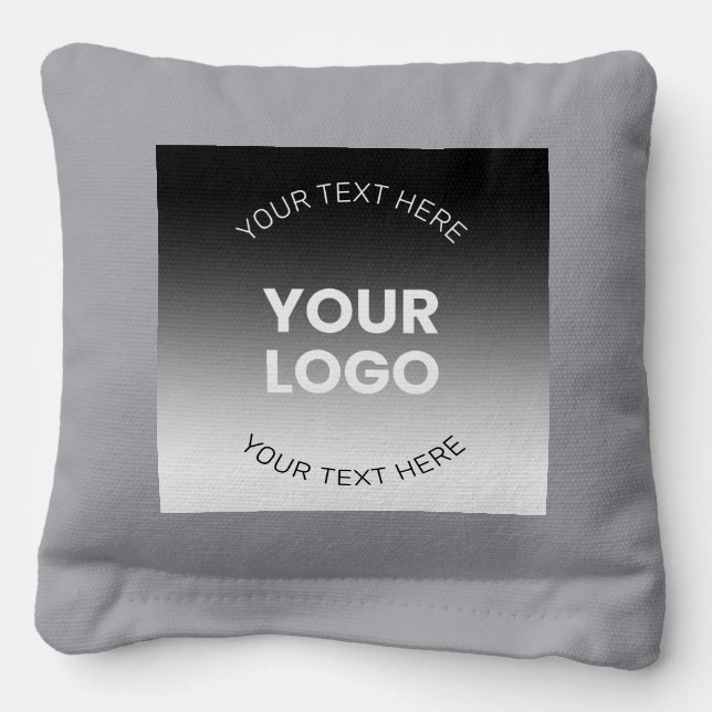 Your Logo | Modern Editable Black & White Gradient Cornhole Bags (Front)