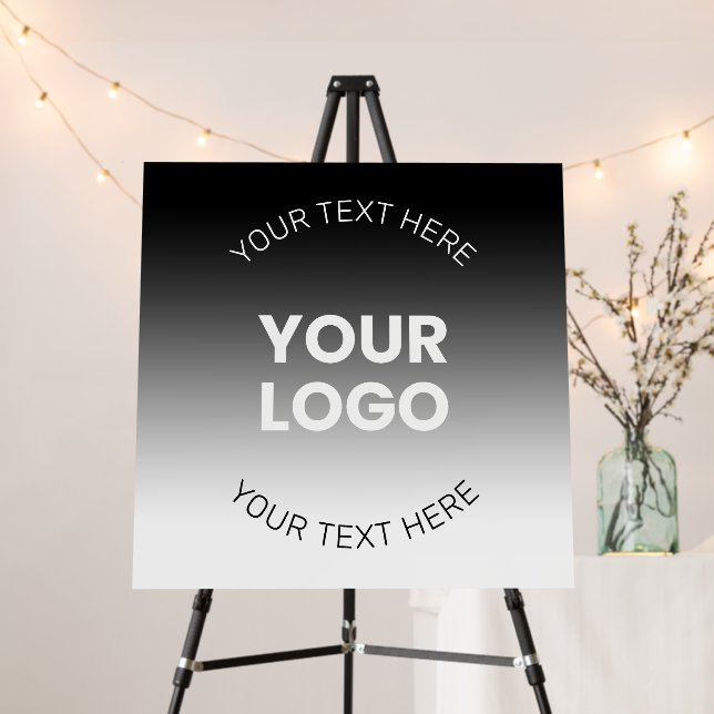 Your Logo | Modern Editable Black & White Gradient Foam Board (In Situ (Stand))