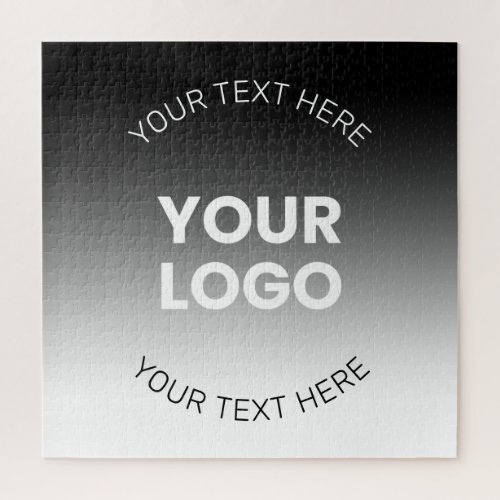 Your Logo  Modern Editable Black  White Gradient Jigsaw Puzzle