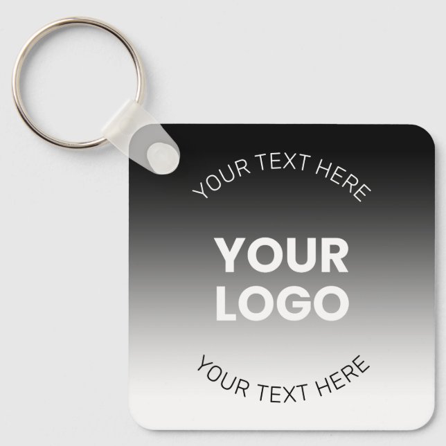 Your Logo | Modern Editable Black & White Gradient Keychain (Front)