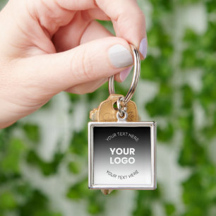 Your Logo   Modern Editable Black & White Gradient Keychain