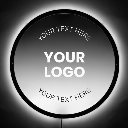 Your Logo  Modern Editable Black  White Gradient LED Sign